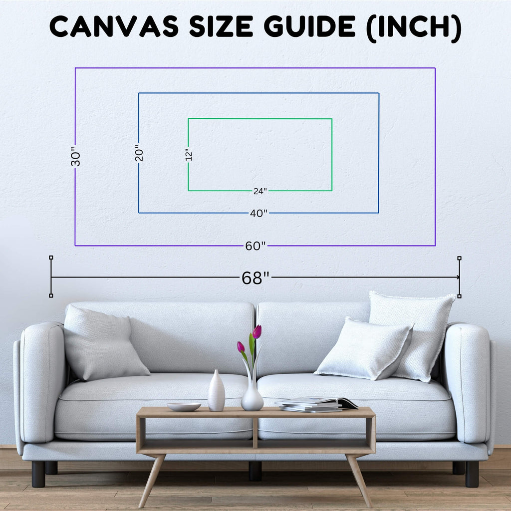 canvas size map in inches