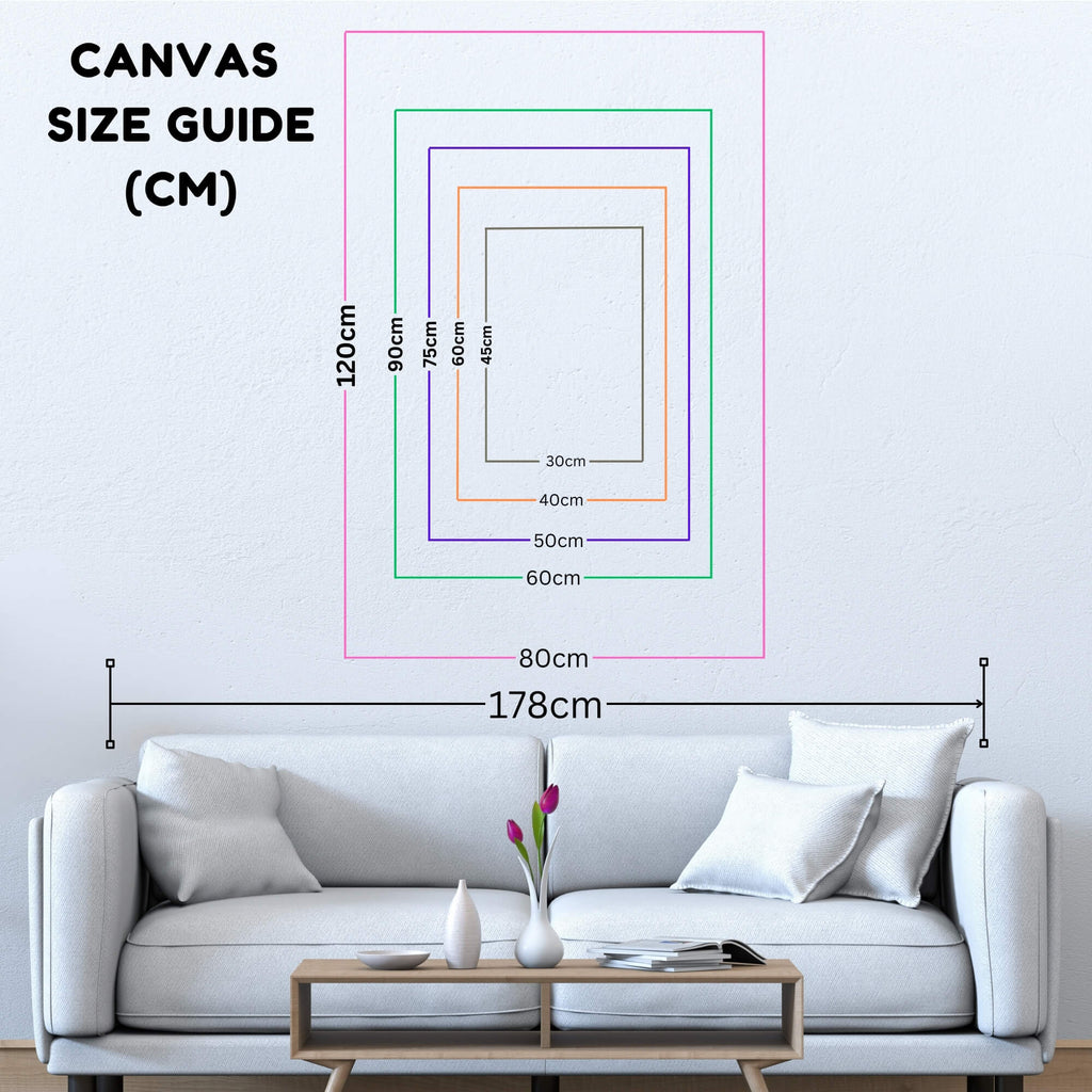 canvas size map in centimeters