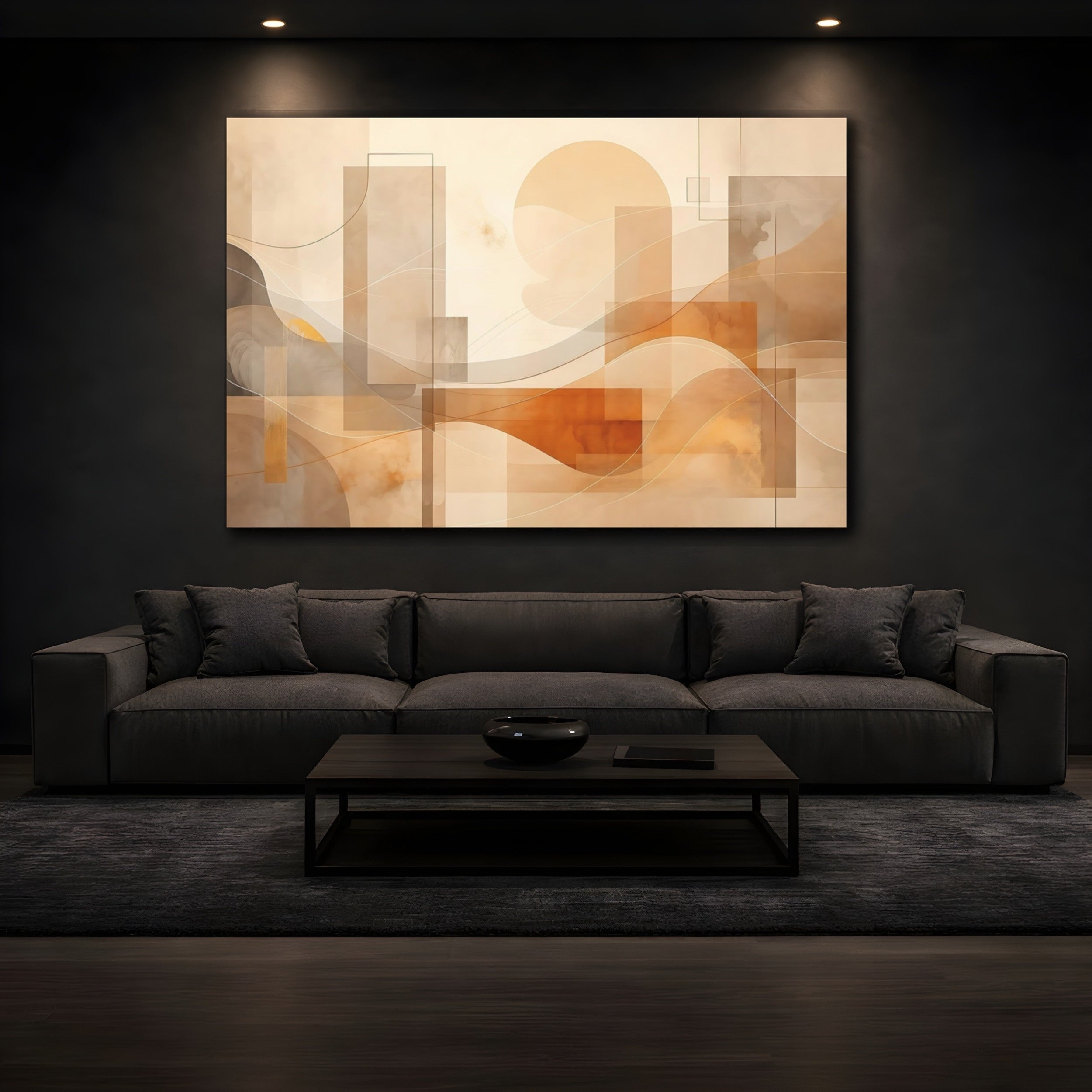 Mockup 3. Abstract Abstract Forms Abstract Geometric shown as stretched canvas wall art