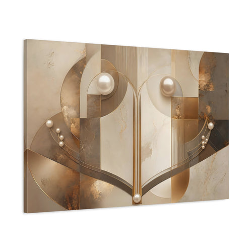 Main Mockup. Abstract Abstract Geometry Gold And Beige shown as stretched canvas wall art