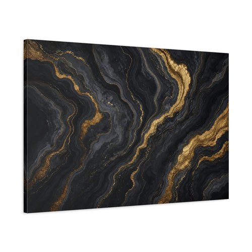 Main Mockup. Abstract Abstract Pattern Black Gold Abstract shown as stretched canvas wall art