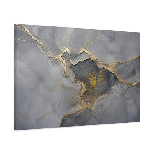 Main Mockup. Abstract Abstract Pattern Gray And Gold shown as stretched canvas wall art
