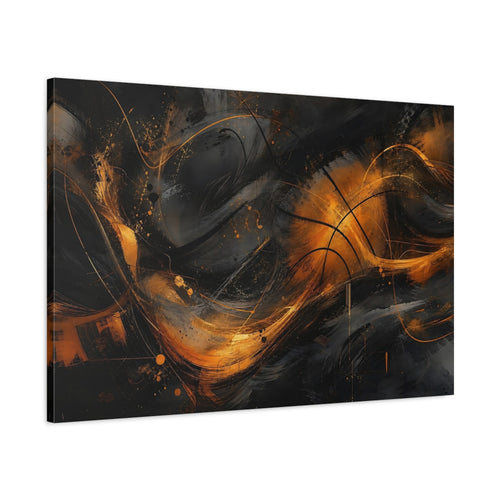 Main Mockup. Abstract Abstract Swirls Black And Gold Abstract shown as stretched canvas wall art