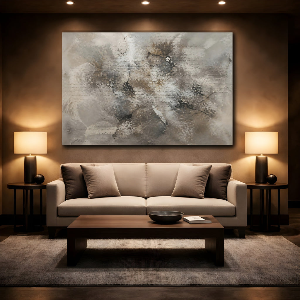 Mockup 2. Abstract Abstract Texture Brown Gray Abstract shown as stretched canvas wall art