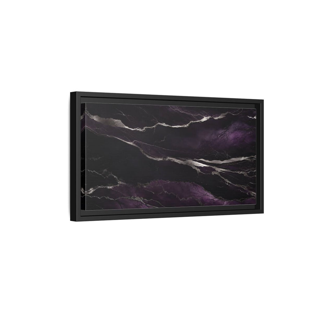 Side Mockup 8. Abstract Agate Pattern Purple And Silver shown as stretched canvas wall art