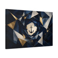 Main Mockup. Abstract Anchor Navy Blue Gold shown as stretched canvas wall art