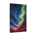 Side Mockup 4. Abstract Cosmic Swirl Colorful Cosmic Swirl shown as stretched canvas wall art