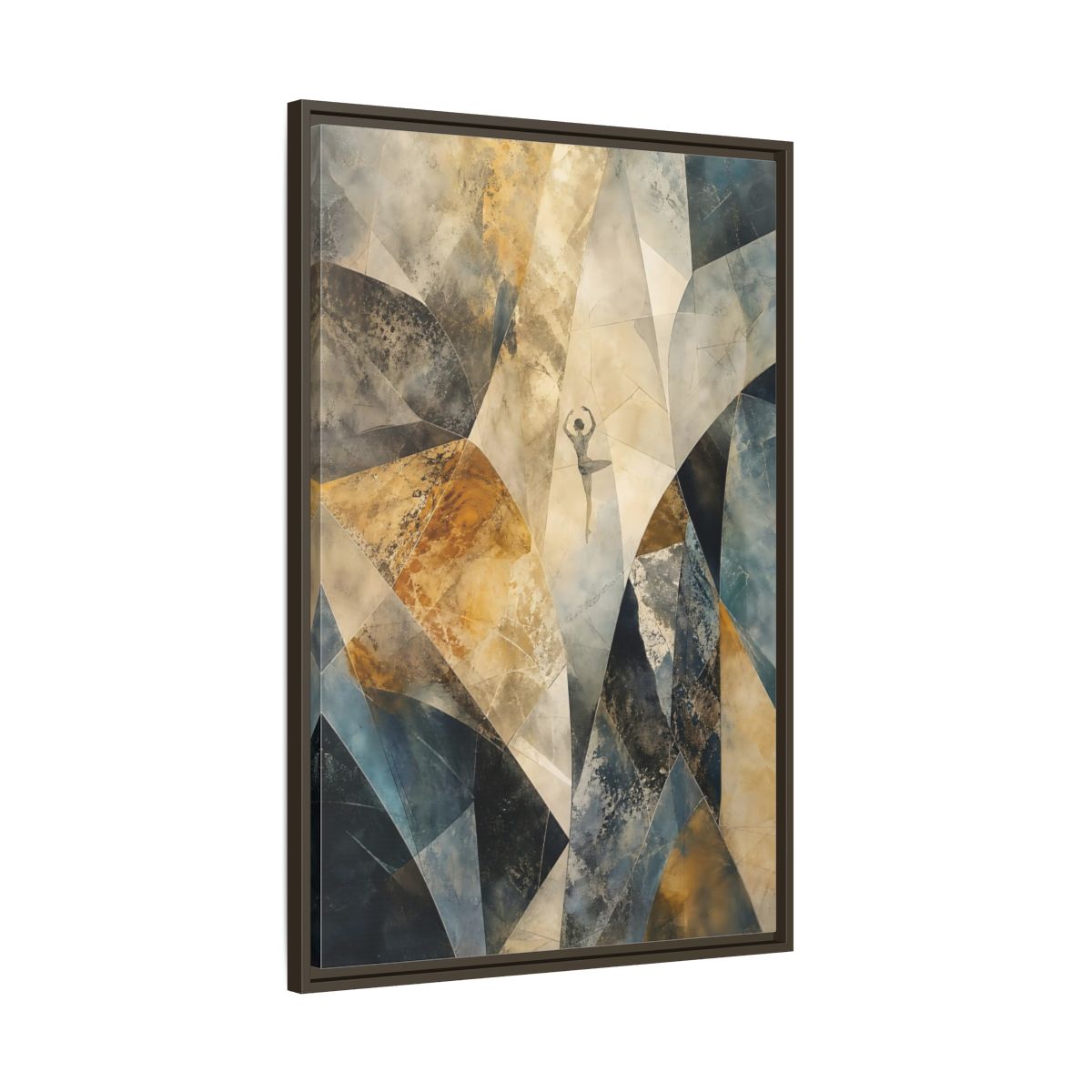 Main Mockup. Abstract Dancer Brown Blue Abstract shown as stretched canvas wall art