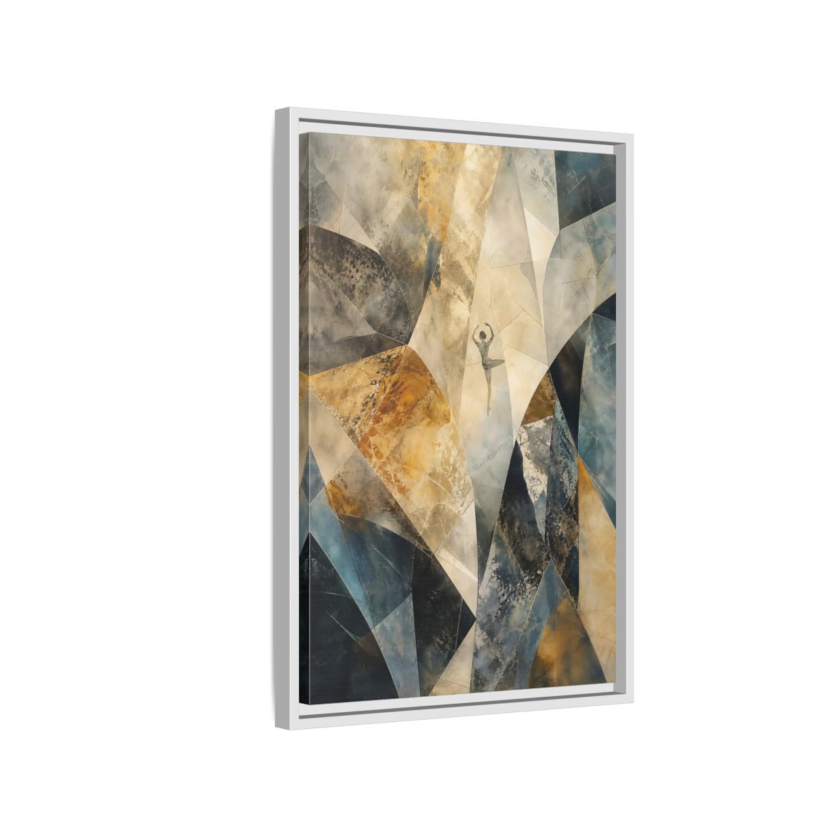 Side Mockup 1. Abstract Dancer Brown Blue Abstract shown as stretched canvas wall art