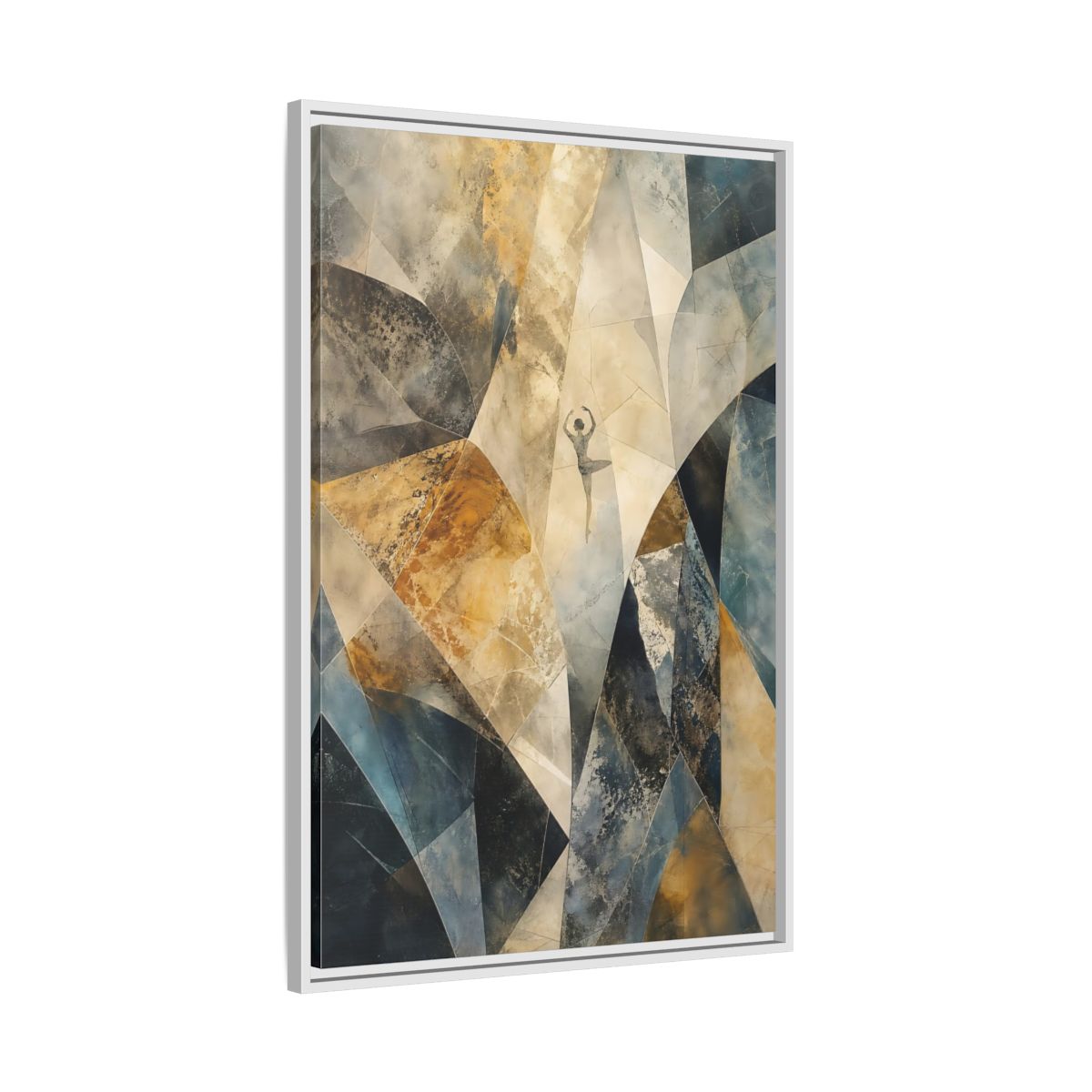 Side Mockup 9. Abstract Dancer Brown Blue Abstract shown as stretched canvas wall art