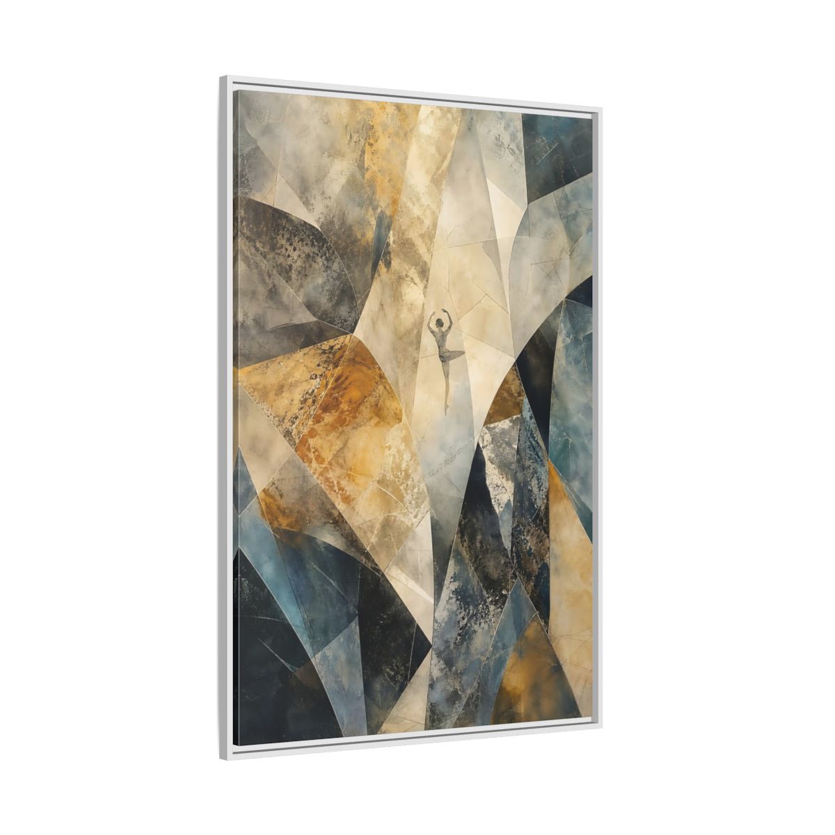 Side Mockup 7. Abstract Dancer Brown Blue Abstract shown as stretched canvas wall art
