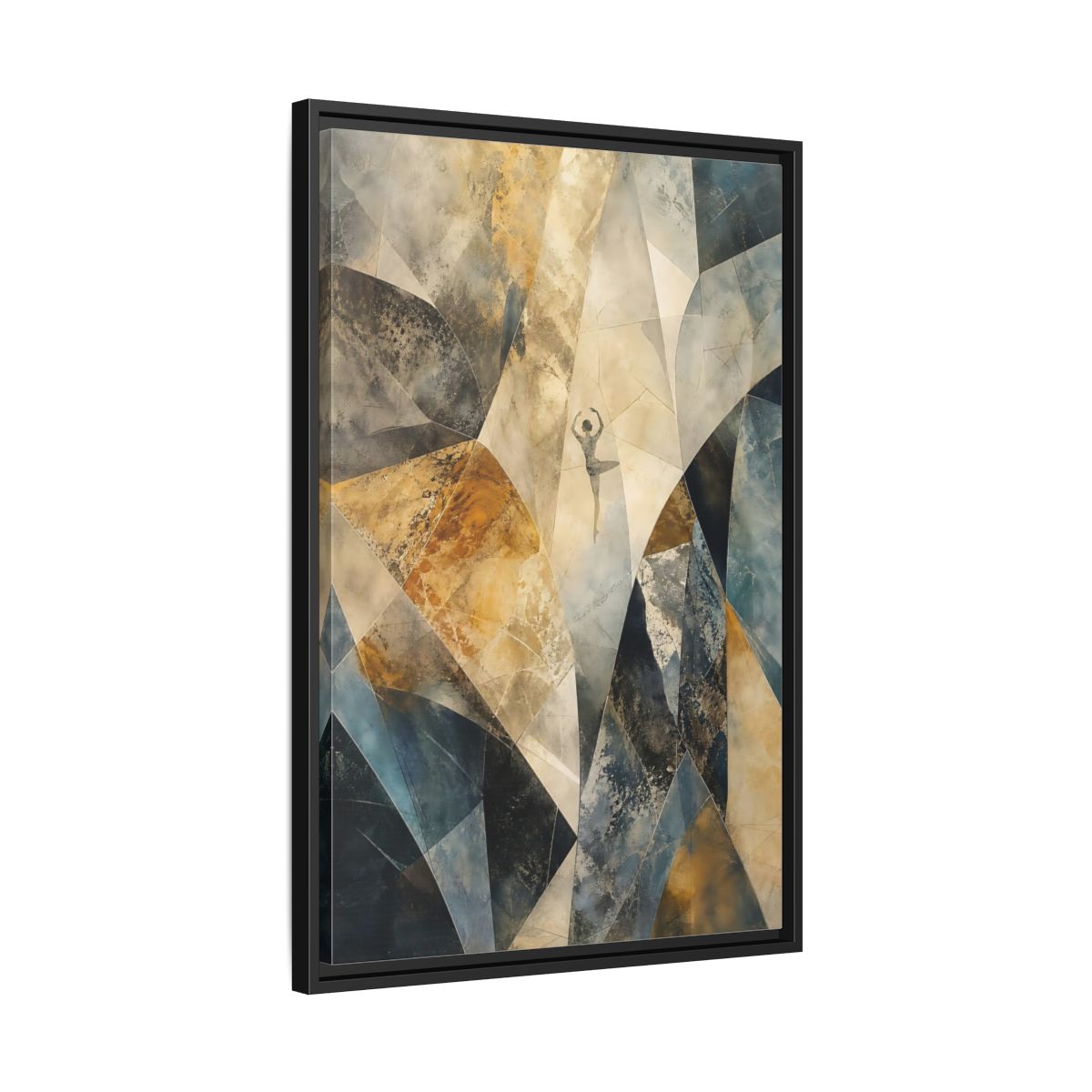 Side Mockup 14. Abstract Dancer Brown Blue Abstract shown as stretched canvas wall art