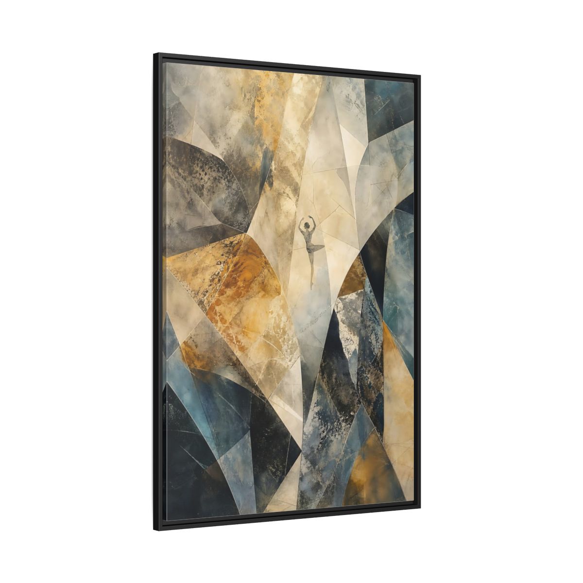 Side Mockup 12. Abstract Dancer Brown Blue Abstract shown as stretched canvas wall art