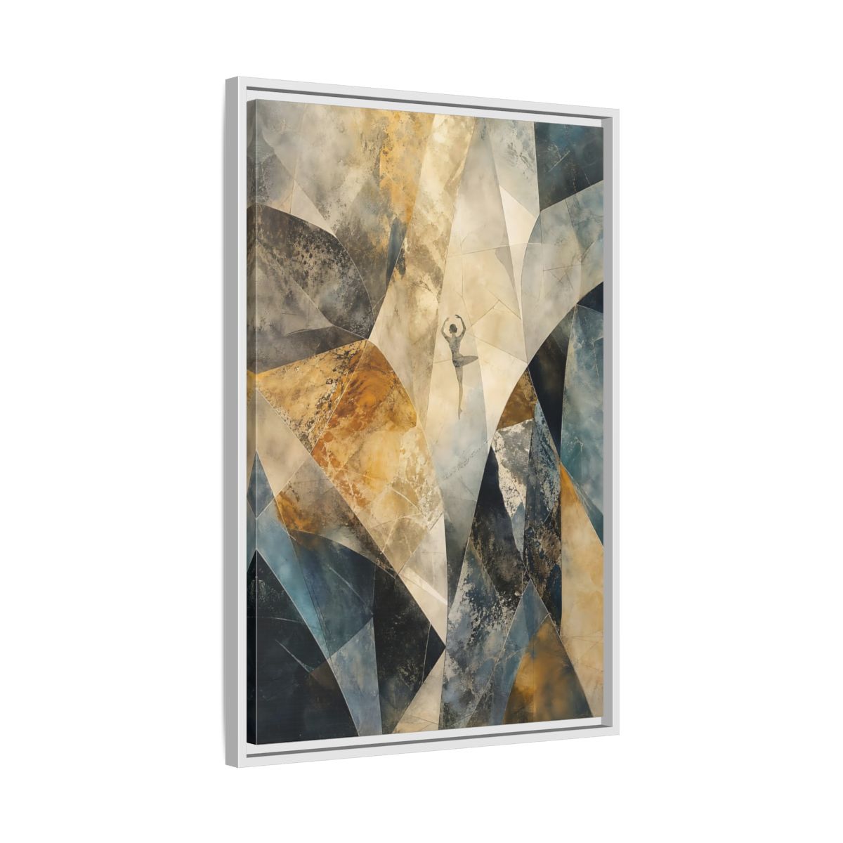 Side Mockup 10. Abstract Dancer Brown Blue Abstract shown as stretched canvas wall art