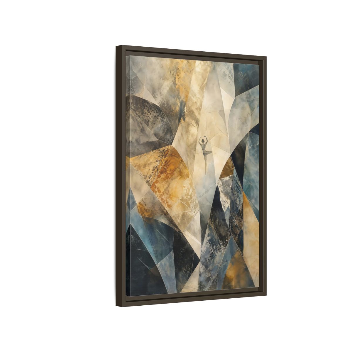 Side Mockup 2. Abstract Dancer Brown Blue Abstract shown as stretched canvas wall art