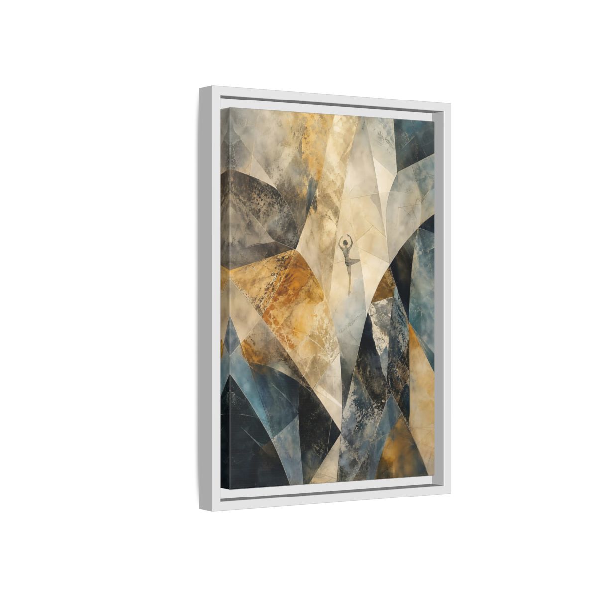Side Mockup 4. Abstract Dancer Brown Blue Abstract shown as stretched canvas wall art