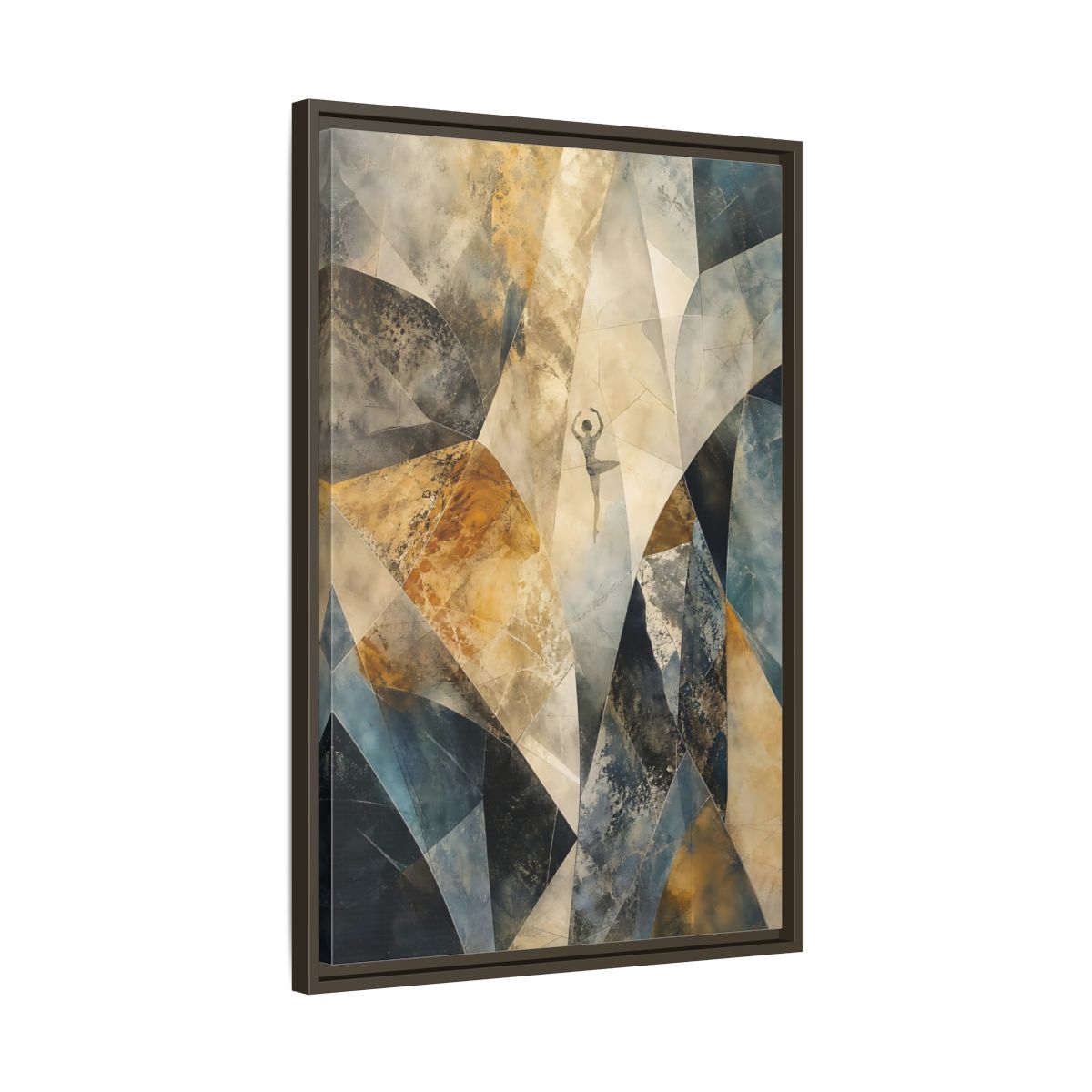 Side Mockup 11. Abstract Dancer Brown Blue Abstract shown as stretched canvas wall art