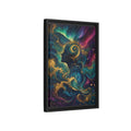 Side Mockup 6. Abstract Female Profile Teal Purple Gold shown as stretched canvas wall art