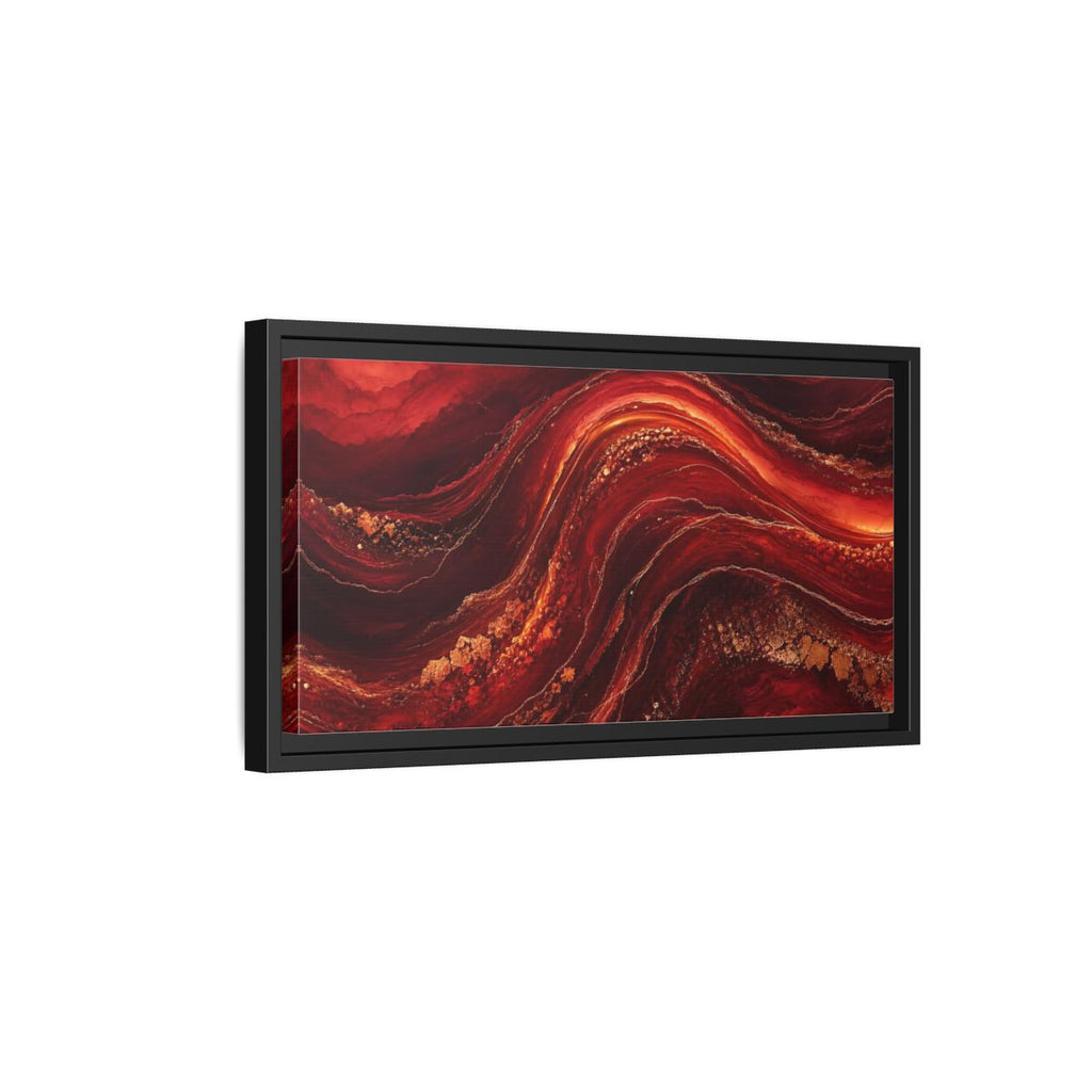 Side Mockup 8. Abstract Abstract Flow Red And Gold shown as stretched canvas wall art