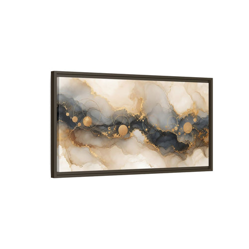 Main Mockup. Abstract Fluid Art Gold Grey Abstract shown as stretched canvas wall art
