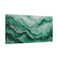 Side Mockup 3. Abstract Fluid Art Green Silver Abstract shown as stretched canvas wall art