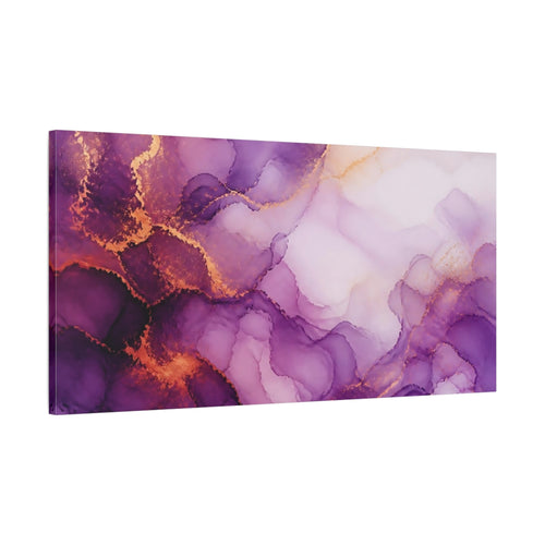 Main Mockup. Abstract Fluid Art Purple Gold Abstract shown as stretched canvas wall art