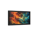 Side Mockup 8. Abstract Abstract Fluid Orange Teal Gold shown as stretched canvas wall art