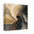 Side Mockup 2. Abstract Fluid Swirl Gold Black Swirl shown as stretched canvas wall art