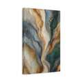 Side Mockup 4. Abstract Fluid Waves Teal Gold Abstract shown as stretched canvas wall art