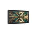 Side Mockup 8. Abstract Abstract Form Teal Gold Abstract shown as stretched canvas wall art