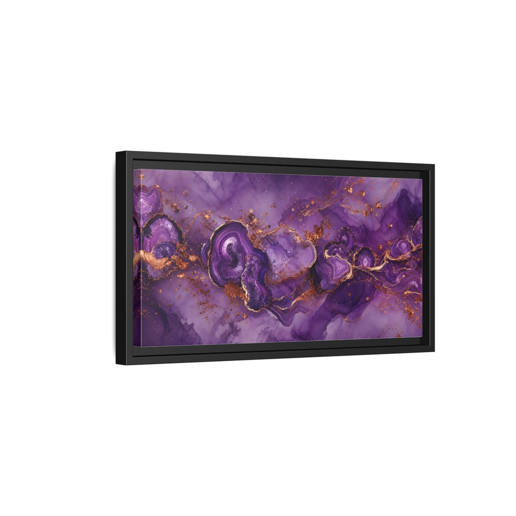 Side Mockup 8. Abstract Geode Purple And Gold shown as stretched canvas wall art