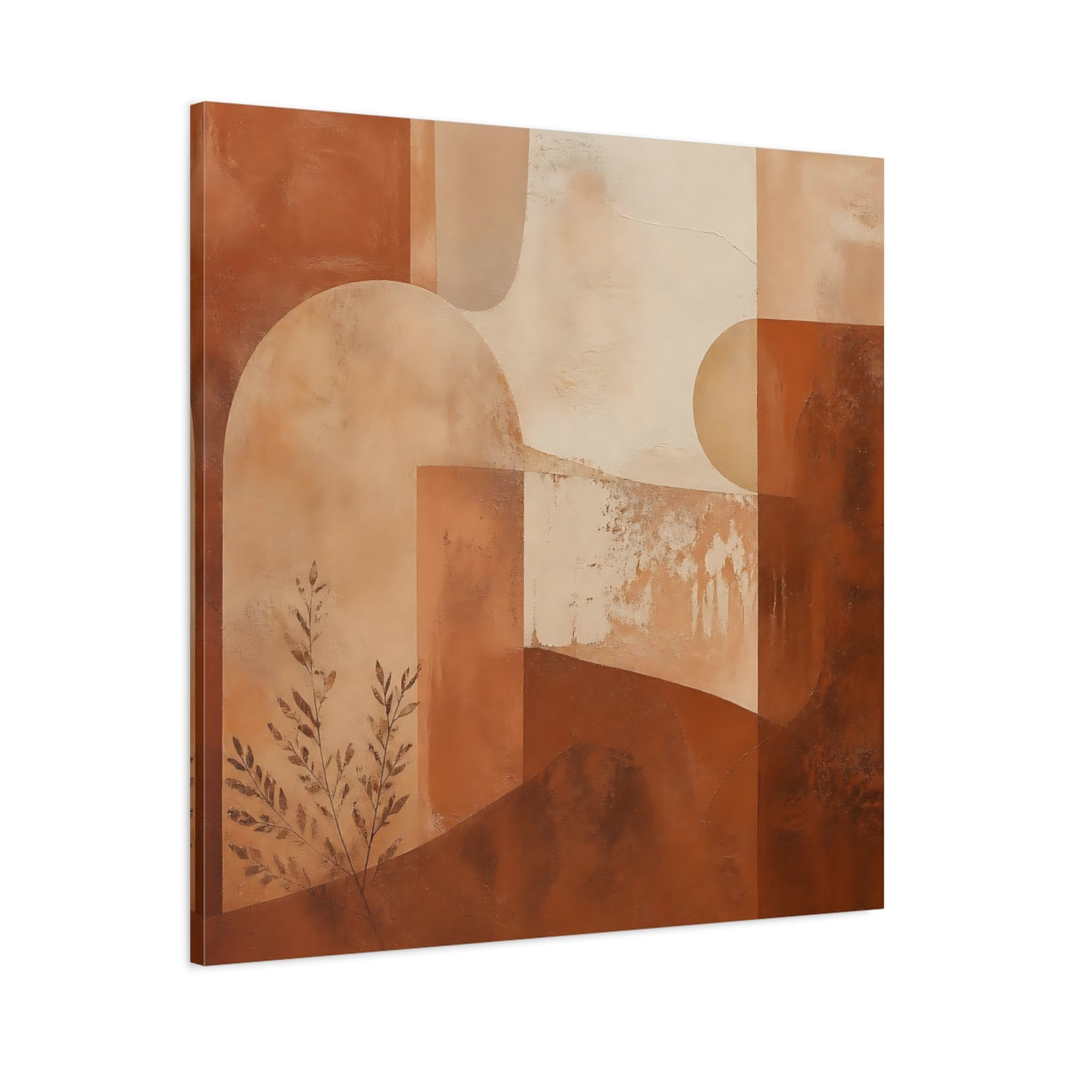 Main Mockup. Abstract Geometric Abstract Terracotta Abstract shown as stretched canvas wall art