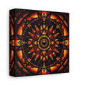 Side Mockup 2. Abstract Geometric Mandala Orange Black Mandala shown as stretched canvas wall art