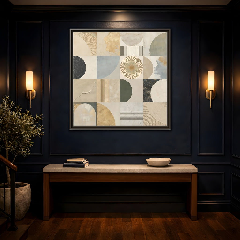 Mockup 4. Abstract Geometric Shapes Geometric Pattern shown as stretched canvas wall art