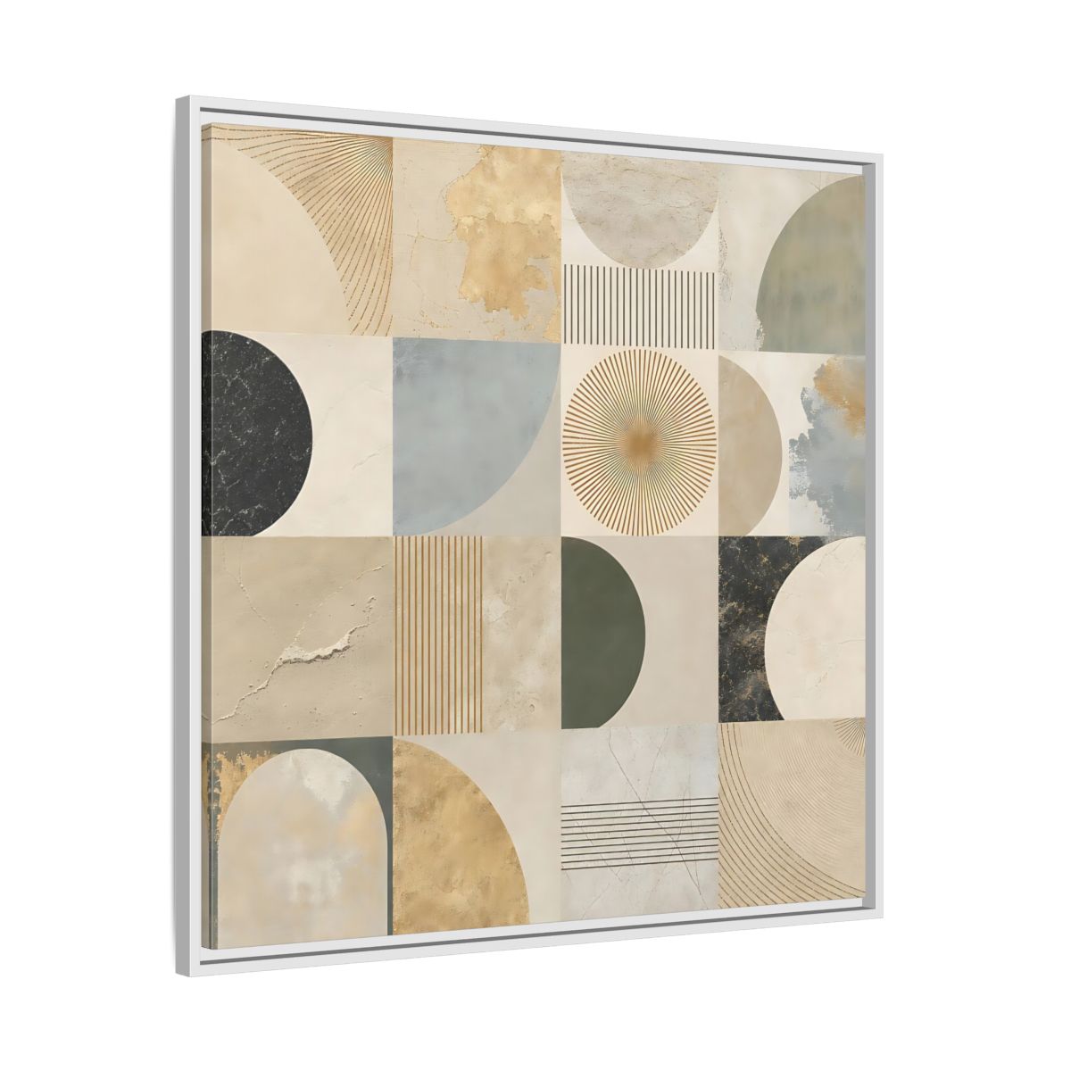 Side Mockup 25. Abstract Geometric Shapes Geometric Pattern shown as stretched canvas wall art
