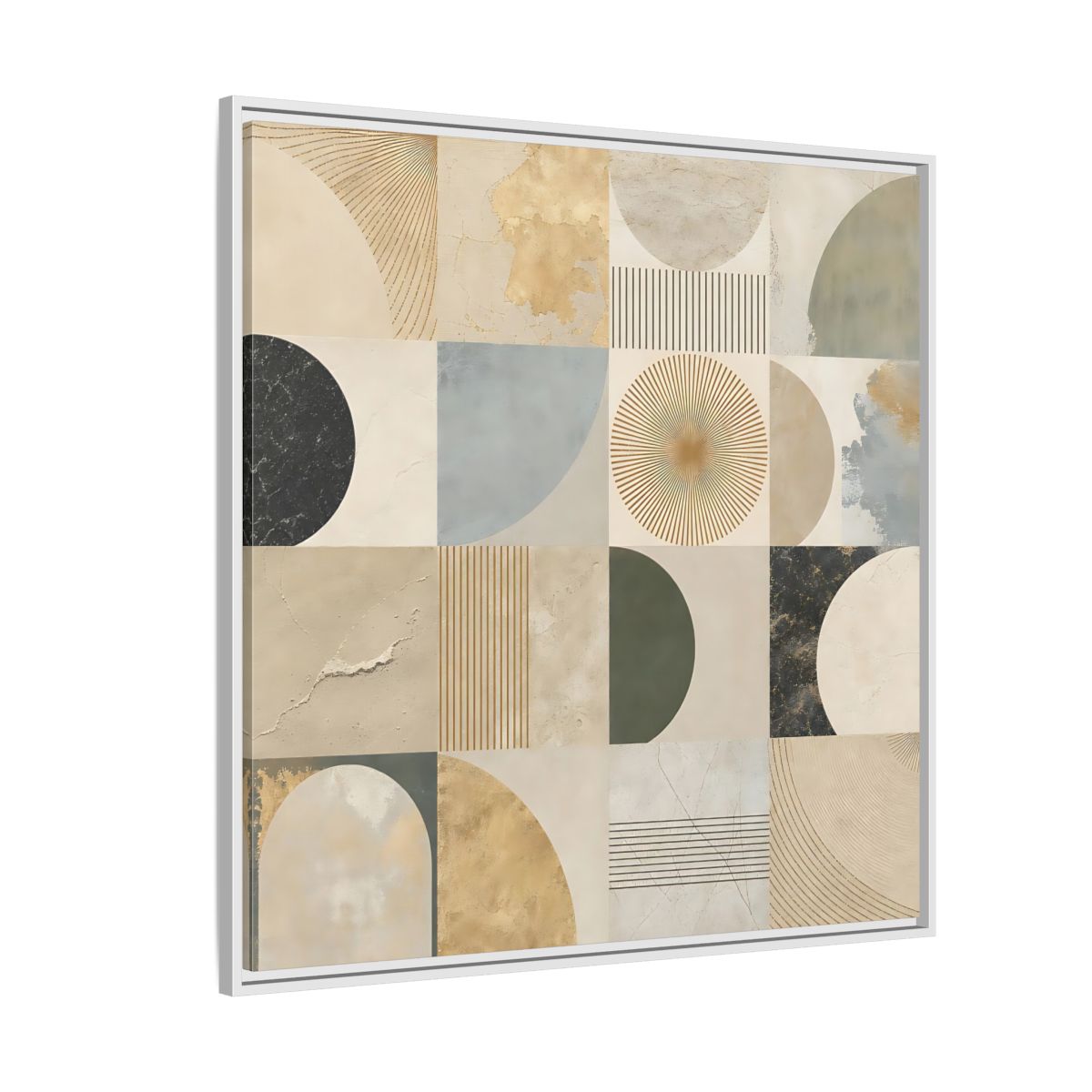 Side Mockup 4. Abstract Geometric Shapes Geometric Pattern shown as stretched canvas wall art