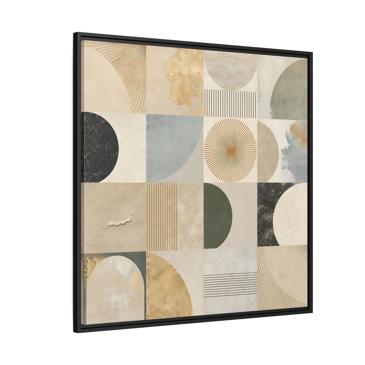 Side Mockup 6. Abstract Geometric Shapes Geometric Pattern shown as stretched canvas wall art