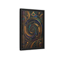 Side Mockup 6. Abstract Geometric Spiral Art Deco Jewel Tones shown as stretched canvas wall art