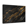 Side Mockup 4. Abstract Gold Waves Black And Gold shown as stretched canvas wall art