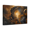 Side Mockup 4. Abstract Golden Portal Gold And Blue shown as stretched canvas wall art