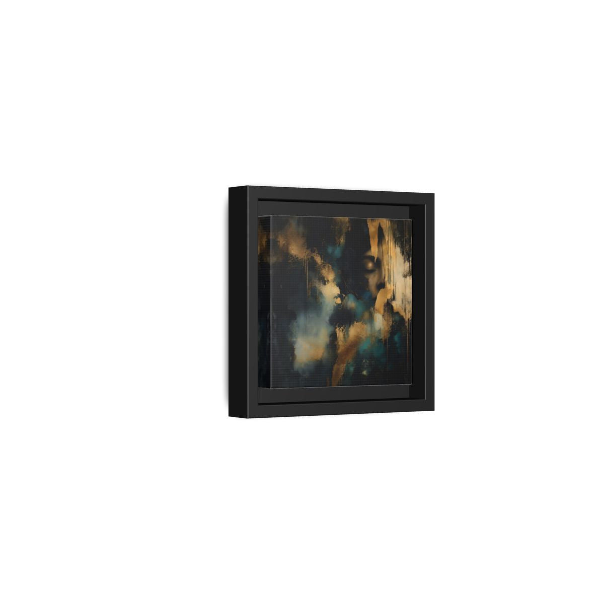 Side Mockup 24. Abstract Human Profile Gold Teal Abstract shown as stretched canvas wall art