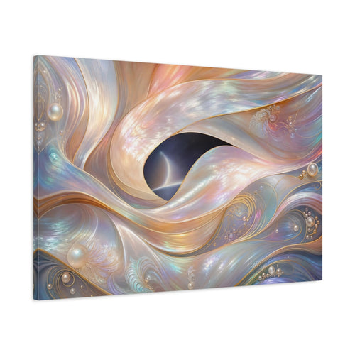 Main Mockup. Abstract Iridescent Waves Iridescent Waves shown as stretched canvas wall art