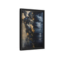 Side Mockup 6. Abstract Lovers Navy Blue Gold shown as stretched canvas wall art