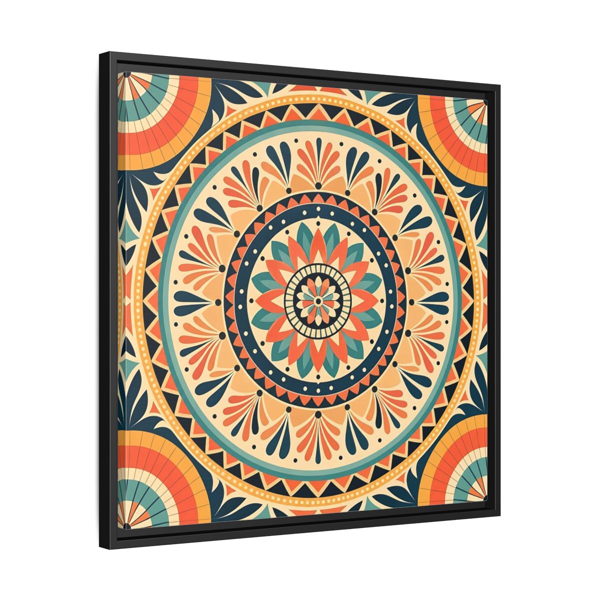 Side Mockup 31. Abstract Mandala Bohemian Mandala Pattern shown as stretched canvas wall art