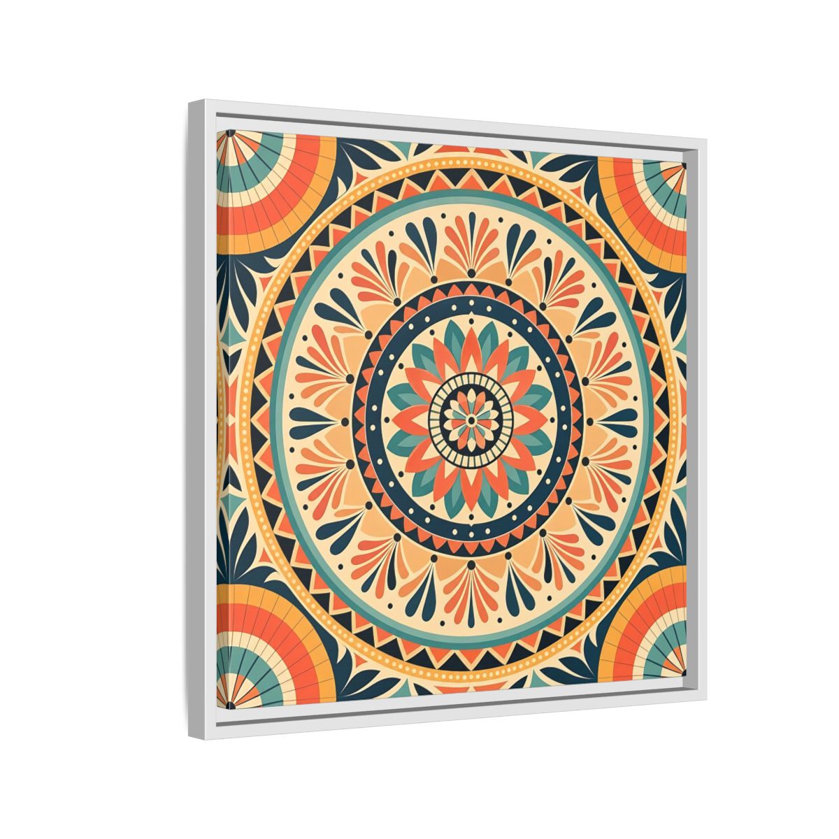 Side Mockup 10. Abstract Mandala Bohemian Mandala Pattern shown as stretched canvas wall art