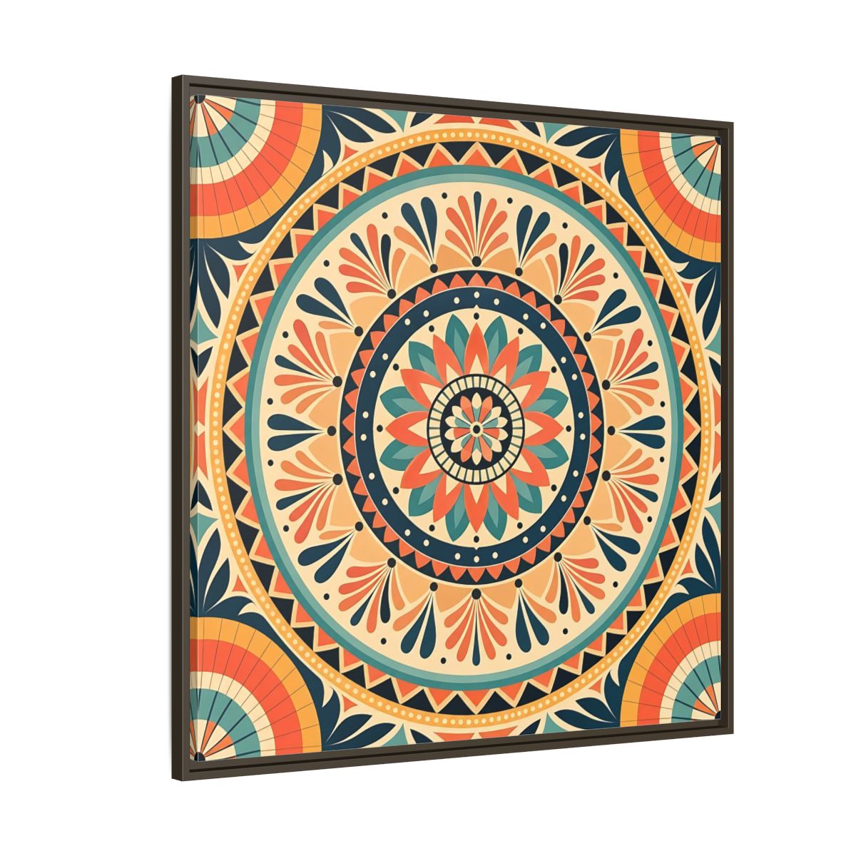 Side Mockup 5. Abstract Mandala Bohemian Mandala Pattern shown as stretched canvas wall art