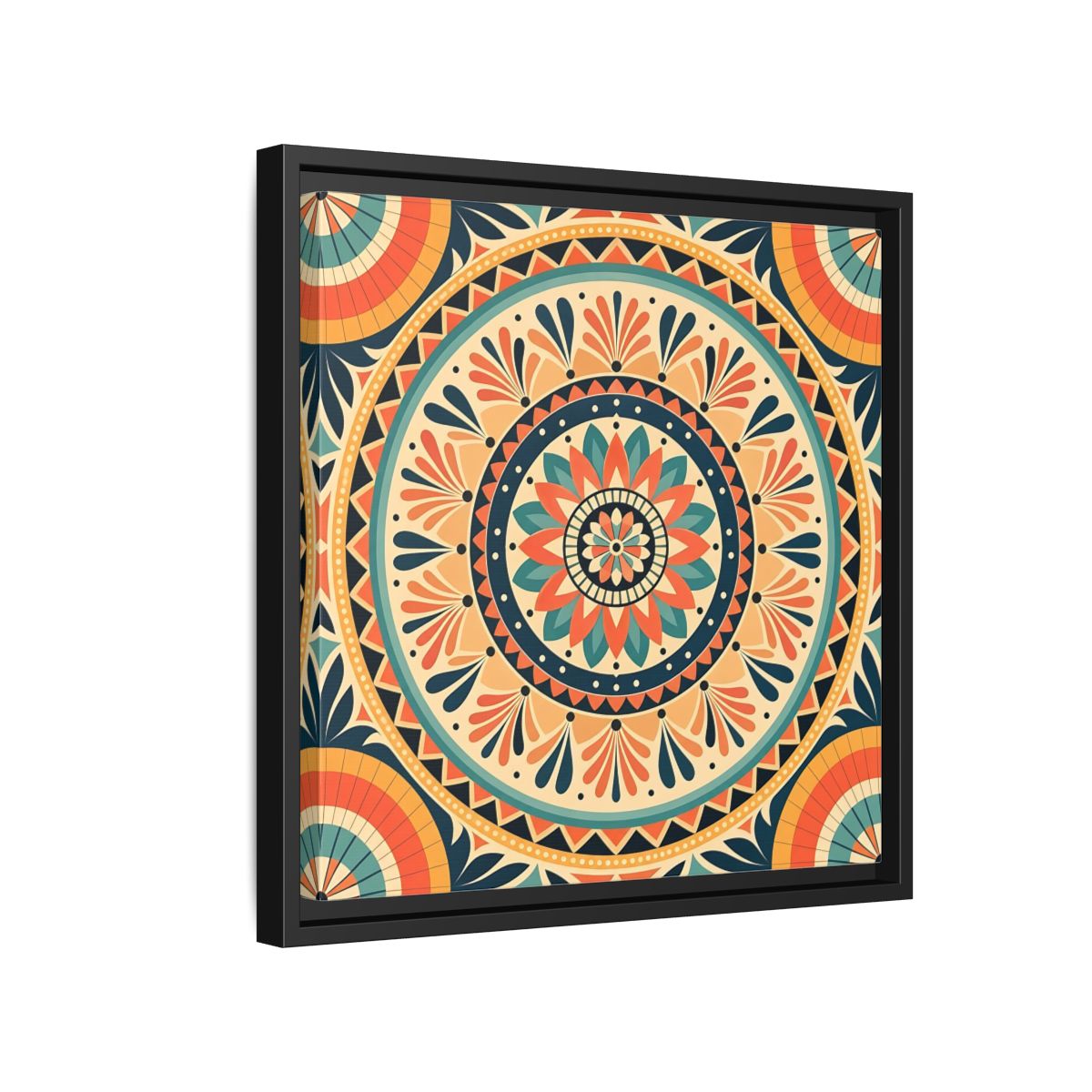 Side Mockup 15. Abstract Mandala Bohemian Mandala Pattern shown as stretched canvas wall art