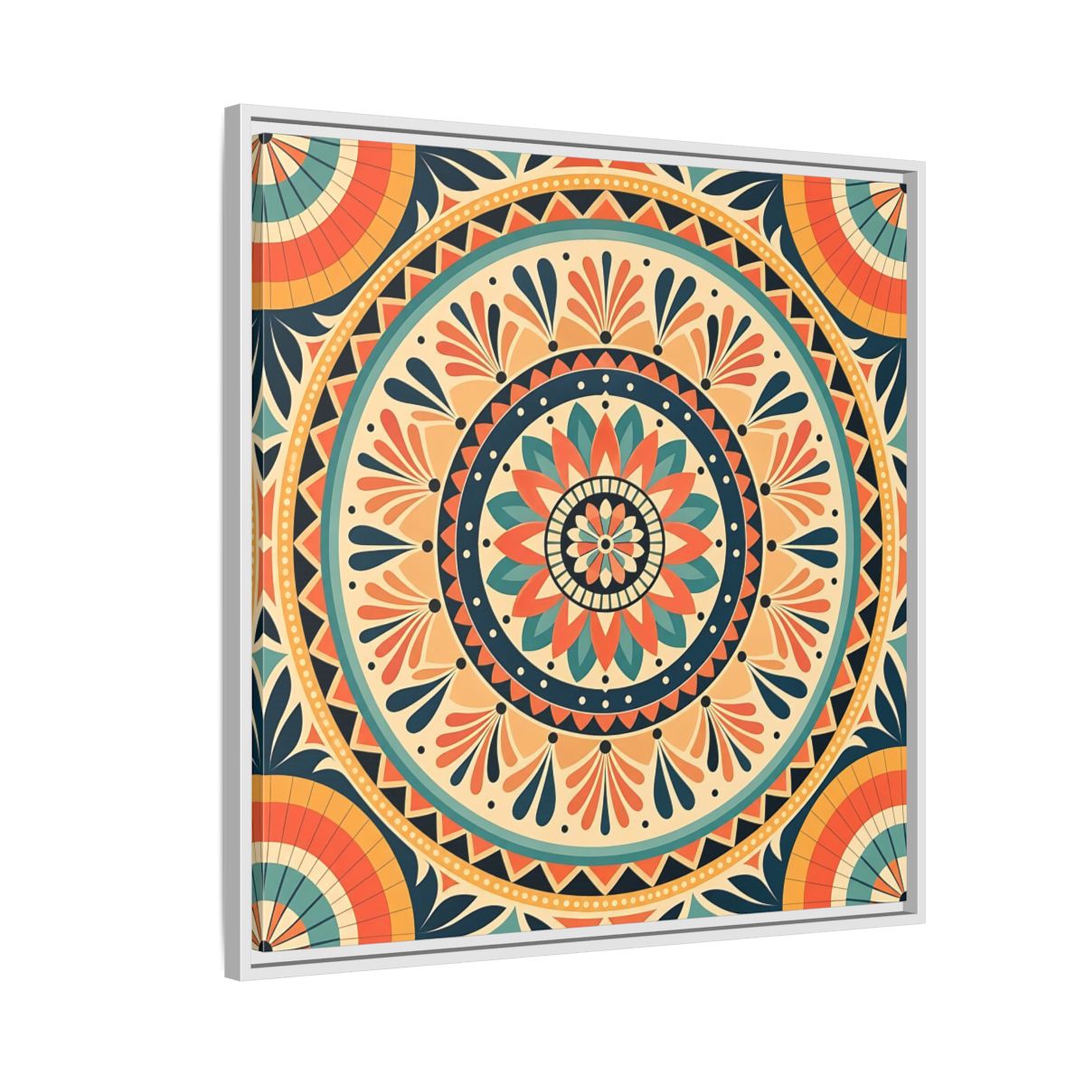 Side Mockup 7. Abstract Mandala Bohemian Mandala Pattern shown as stretched canvas wall art