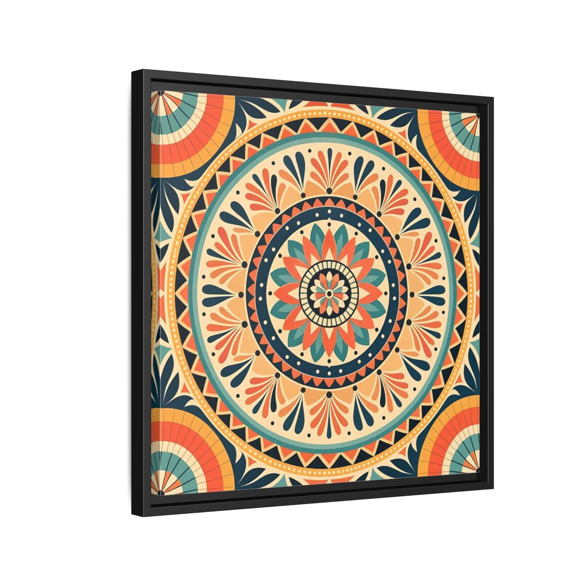 Side Mockup 12. Abstract Mandala Bohemian Mandala Pattern shown as stretched canvas wall art