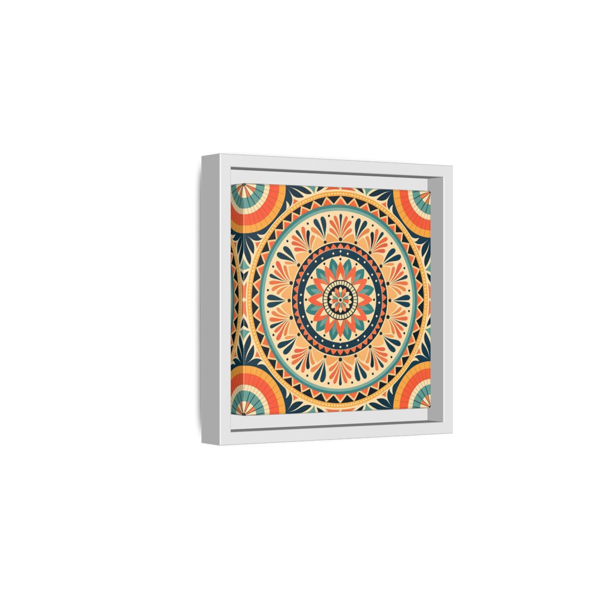 Side Mockup 1. Abstract Mandala Bohemian Mandala Pattern shown as stretched canvas wall art